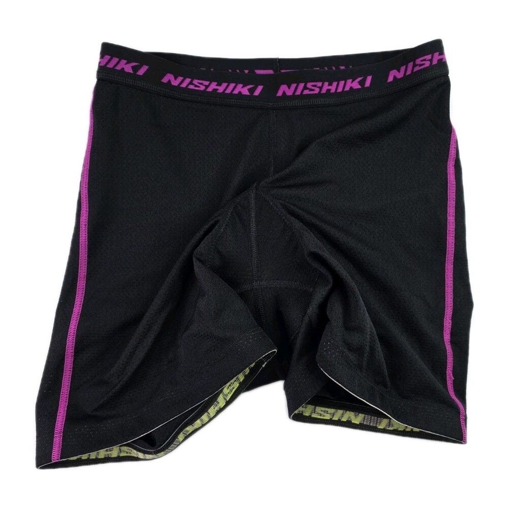 Nishiki Women’s Padded Mesh Breathable Cycling Shorts Black Pink Small Medium